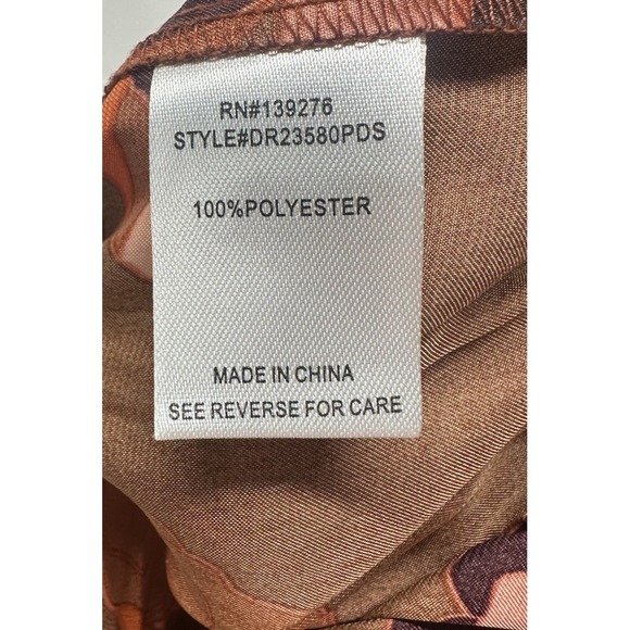 DR2 Daniel Rainn Ladies Size XL Orange  Floral Button Up Tie Front Blouse Classy - Picture 10 of 11